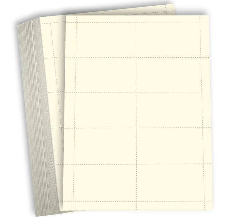 Hamilco Blank Business Cards Cardstock Paper - Cream Perforated Card Stock Heavy Weight 80 lb 3 1/2 x 2" â€“ 100 Sheets 1000 Cards - Image 1
